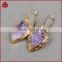Wholesale natural amethyst rose quartz arrowhead earrings new gold model earrings