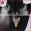 Rhinestone raw shark tooth with zircon paved pendant bead, animal tooth drop pendant jewelry
