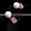 Good Qulity Brand Big Round Pearl WithZircon Gold Plated Stud Earrings Fashion Jewelry
