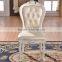 European Style Rubber Wood White Leather and Wood Dining Chair for Dining Room