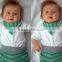 Baby Harem Pants with matching bib or hat - Green and grey stripes - Cotton Jersey Knit