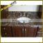 Flat edges prefabriated emperador brown marble corner vanity lowes