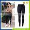 Street fashion beggar hole of tall waist elastic Europe personality jeans trousers
