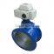 DN150 cast steel electric butterfly valve wafer type for flow control, auto close IP67