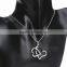 Austrian Crystal Jewelry Fashion Romence Designs 18k Gold Plated Rhinestone Necklace Chain Double Heart Pendant