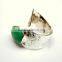 Utah Variscite Cabochon Gemstone 925 Sterling Silver Ring, Designer Textured Handmade Ring, Indian Silver 925 Jewelry