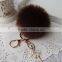 8CM Rabbit Fur Ball Keychain with Angel Gold Plated Metal Angel Key chain