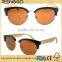 Wholesale semi-rimless revo mirror lens handmade bamboo sunglasses