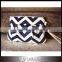 Pleated Nautical Stripe Chevron Wristlet