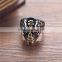 gold silver engraved vintage gothic surgical stainless steel skull ring for man