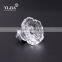 1 1/2 inch clear zinc base chrome plated flower shape glass knob