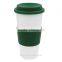 480ML Takeaway Plastic Coffee Cups With Lid, Reusable White Plastic Sports Cups