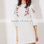 2017 High Fashion White Bell Sleeve Embroidered Tunic Dress