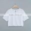 Pompon crop top t-shirt Sublimation blank. no minimum qauntity real factory . Sublimation blank