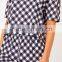 Custom Design Women Summer Pajamas Black Gingham Pyjama Plaid PJ Set