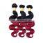 Unprocessed Ombre Wave Hair 3 Bundles With 4"X4" Lace Closure Peruvian Body Hair
