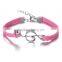 2PCs Silver Skull Music Note Faux Suede Leather Cord Charm Bracelets