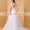 Through Court Train V-neck bridal gown Charmeuse with Appliques Beading Button Wedding dress P051