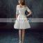 White Short Bride Wedding Dresses Half Sleeves Bride Wedding Toast Dress