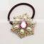 Korean Style Fancy Hair Accessory Alloy Pearl Rhinestone Flower Elastic Hair Band