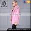 Pink cheap sheep wool fur coat with detachable fur inside