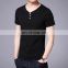 New arrival mock v neck buttons collar wholesale t shirts full hand designer ruched t shirt for big man