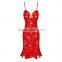 Summer dress 2016 new fashion red strap sey women lace Dress Bandage Bodycon Women Wearing