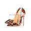 Leopard patent print high quality design pointed toe ladies high heel pumps sandals shoes women evening shoe