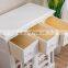 3-Drawer Shabby Chic Dressing Table Set Dresser with Folding Mirror & Floral Stool