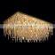 Modern Black Flushmount Crystal Ceiling Light LED Lamp with Iron and Glass Body for Rectangular Dining Room Villa