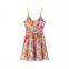 2025 Fashion Seaside Ball Lotus Leaf Edge European and American French Printed Strap Skirt
