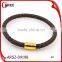 Fashion Stainless Steel Plated 18K Gold Clasp Red Leather Friendship Bracelet