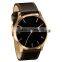 Stylish Jewelry Stainless Steel Blue Second Hand Tan Leather Strap Black Face Watch