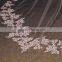 BV1001Top Quality Elegant Ivory Appliques Bridal Veils Lace Design 2015 Wedding Long Veils