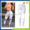 Irregular hole street style Ms white jeans trousers