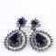 hot sell women black cubic zirconia sapphire teardrop drop earing zircon aaa