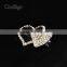 Fashion Jewelry Rhinestone Silver Double Heart Brooch Lady Girls Dresses Hijab Scarf Party Gift Apparel Promotion Accessories