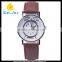 WJ-5481 special alarm clock face unique popular quartz stainless steel back leather watch
