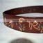 genuine leather cowhide leather embroidered design with stud leather belt