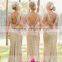 Elegant Mermaid Backless Short Sleeves Sequins Bridesmaid Dress Maid of Honor Dress B01
