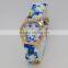 promotion woman floral silicone wristband geneva flower watch