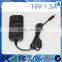 Switching power supply 100-240Vac universal AC-DC adapter 16V 1.5A charger for security IP camera