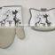 cotton twill material kitchen textile set silk screen printing oven mitten cat design shaped pot holder set