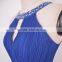 Exquisite royal blue chiffon with beaded big size womens wholesale clothing wedding dress ball gown best lady prom evening gown
