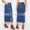 Whoelsale pictures female buttons front new design women long jean skirt