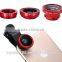 Clip 180 Degree Fish Eye Lens + Wide Angle + Micro Lens Kit for iPhone , Samsung Galaxy mobile phone camera lens