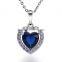 Factory Direct Marquise Gold Plated Jewelry Set Heart Shape Sapphire Necklace Earring Ring