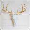 artificial resin deer animal skull in white with gold antler