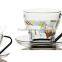 4oz 8oz glass coffee mug with saucer handle glass coffee cup with saucer