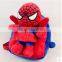 Carton design plush spider man backpack /plush animal backpack